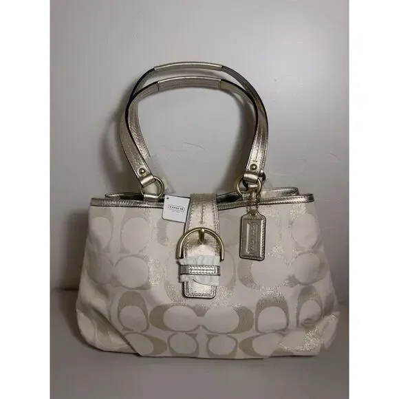 NWT Coach F20583 Soho Signature Metallic Carryall B4 Gold Tote Y2K Style
